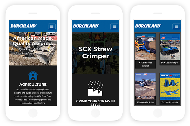 Burchland Manufacturing Website Design Mobile Version