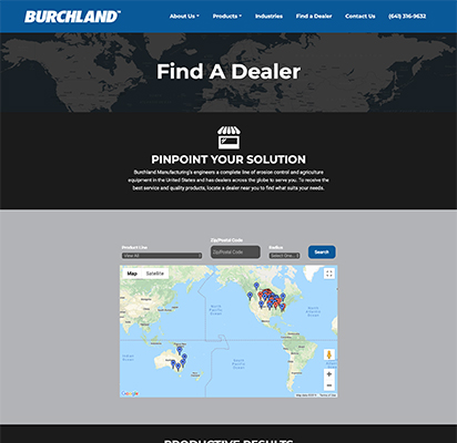 Burchland Manufacturing Find a Dealer Page