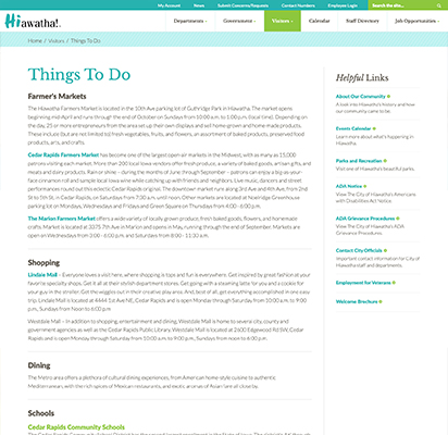 City of Hiawatha Things To Do Page