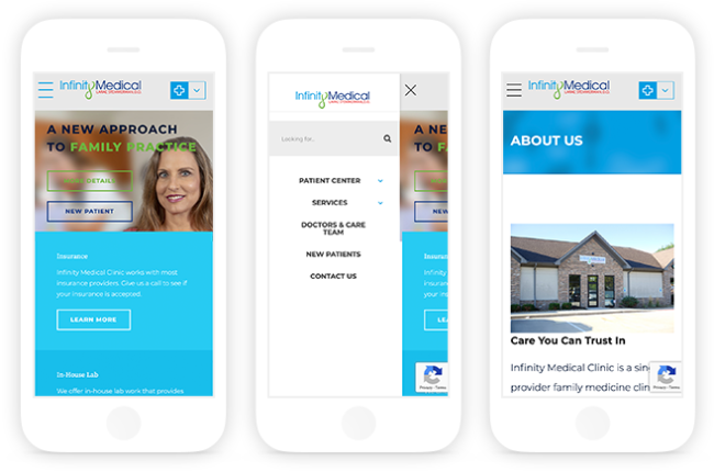 Infinity Medical Clinic Website Design Mobile Version