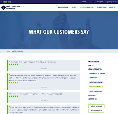 Lease Consultants What Our Customers Say Page