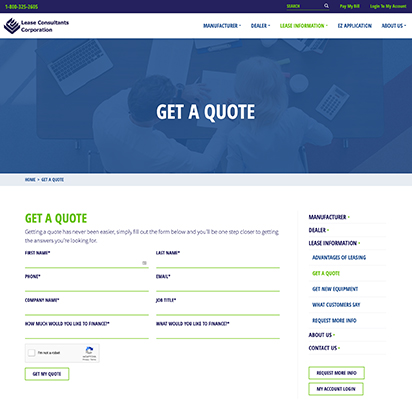 Lease Consultants Get a Quote Page