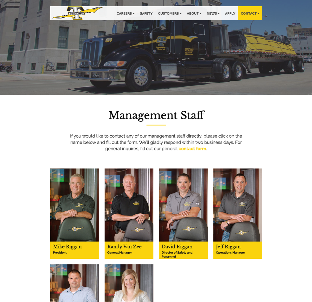 tantara website management staff page