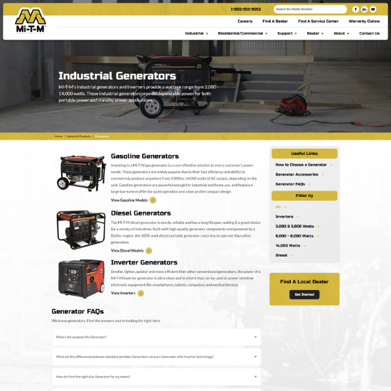 mitm website industrial generators page