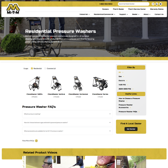 mitm website residential pressure washers page