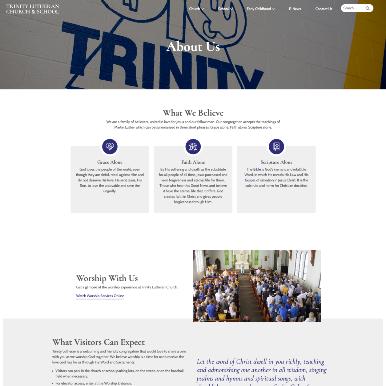 trinity lutheran church and school about us page