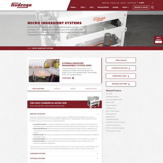 sudenga website micro ingredient systems page