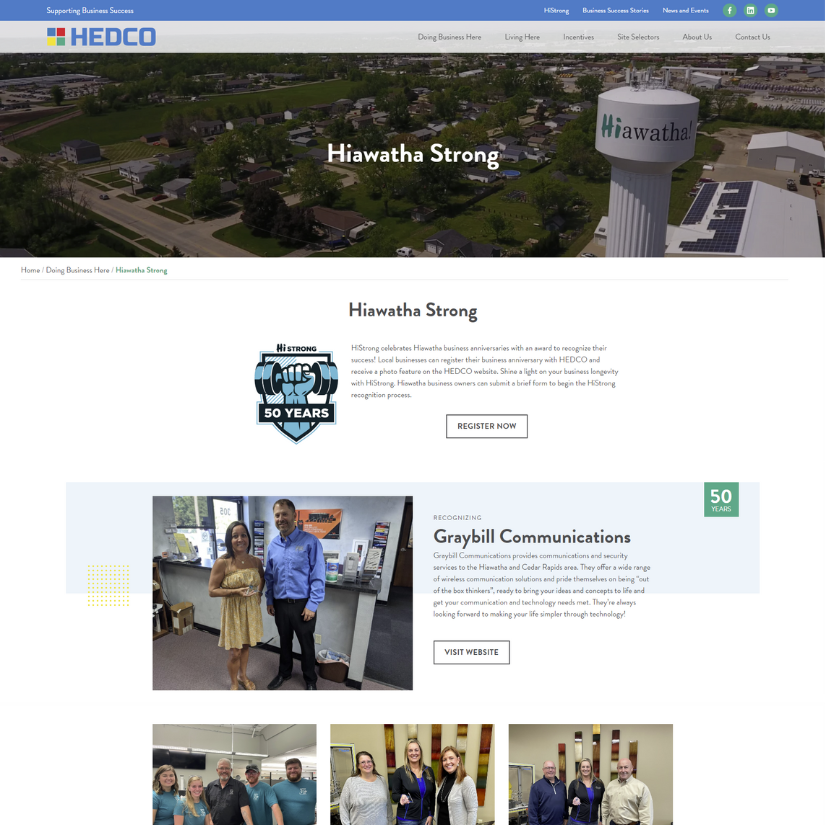 hedco website hiawatha strong page