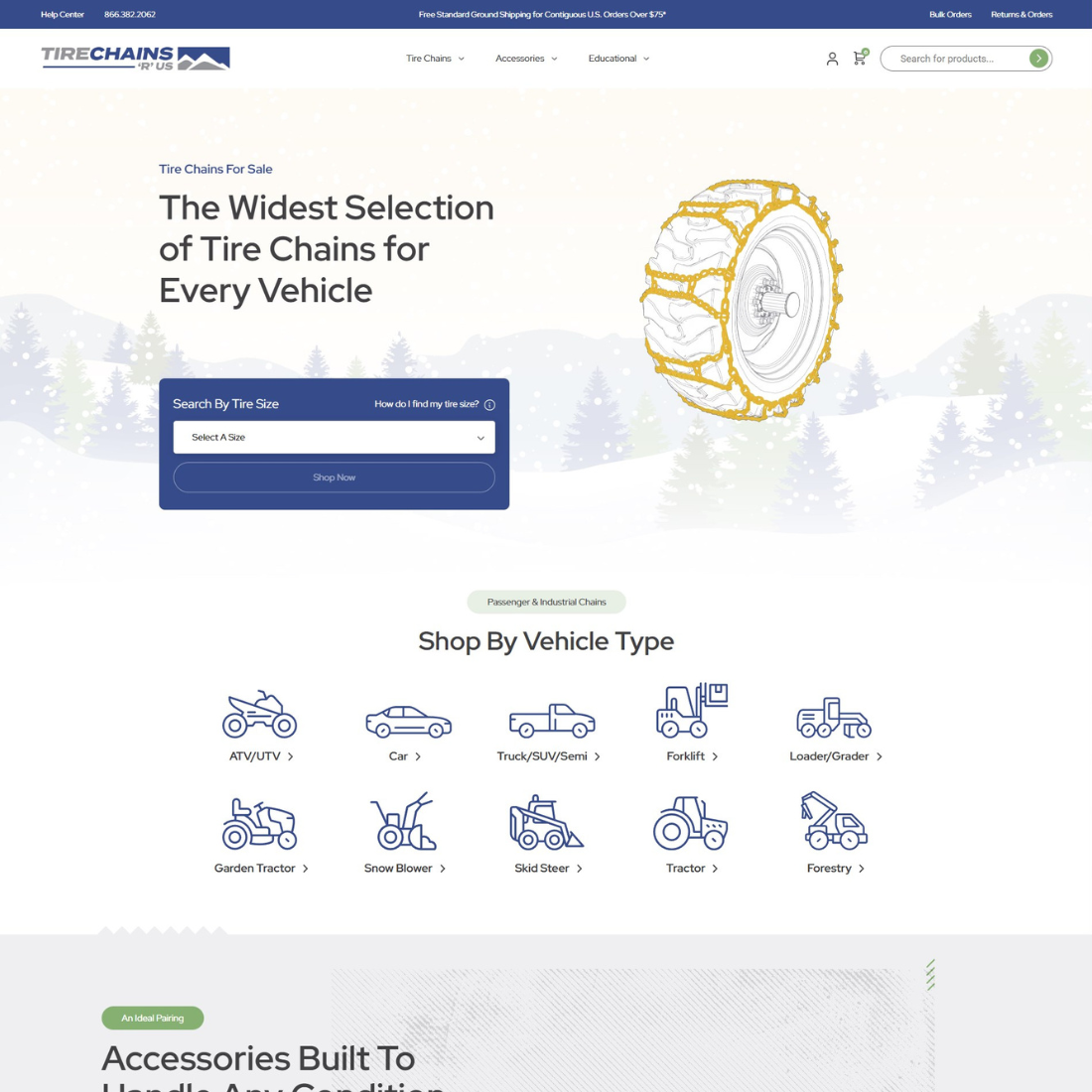 tire chains website homepage
