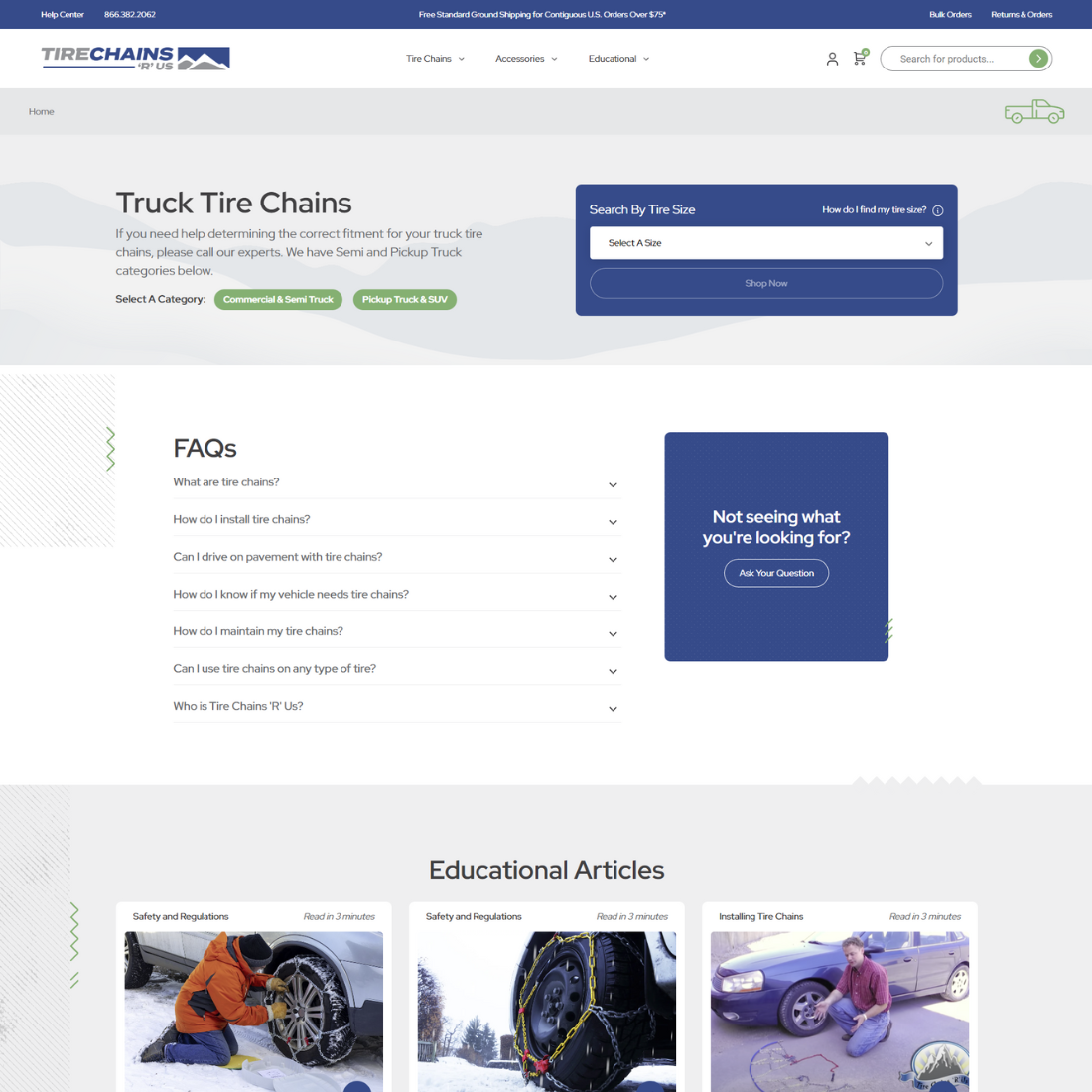 tire chains website mock