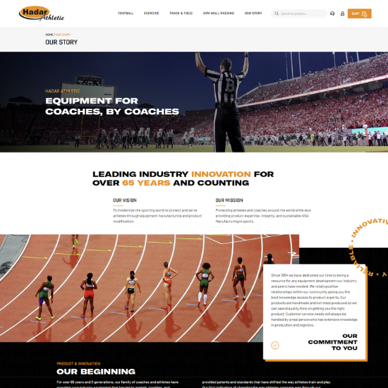 hadar athletic website our story page