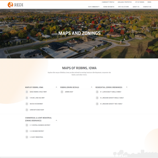 redi website maps & zoning page