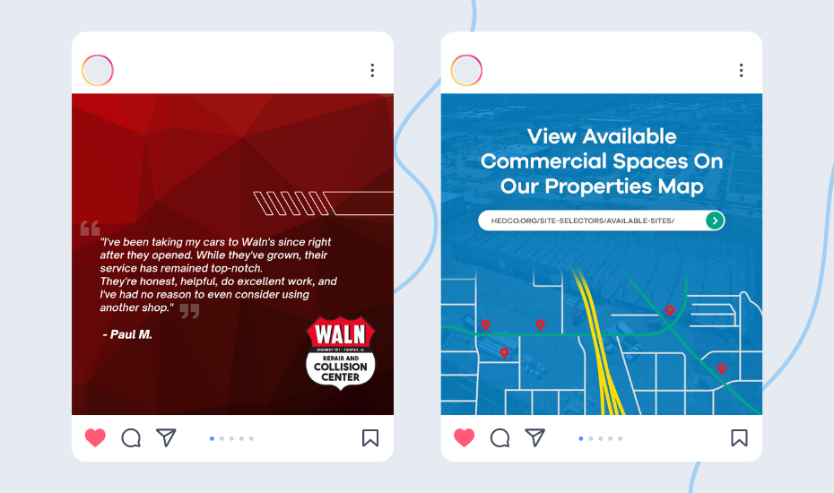 social media design for waln repair and hedco